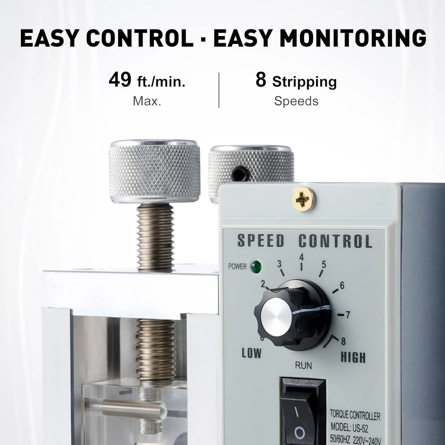 Speed Adjustable Wire Stripper, Automatic Cable Stripping Machine for 0.04"-1.2" Copper Wires, Electric Scrap Cable Stripper Tool for 11/0-18 AWG Wires, Cable Jacket Remover for Recycling