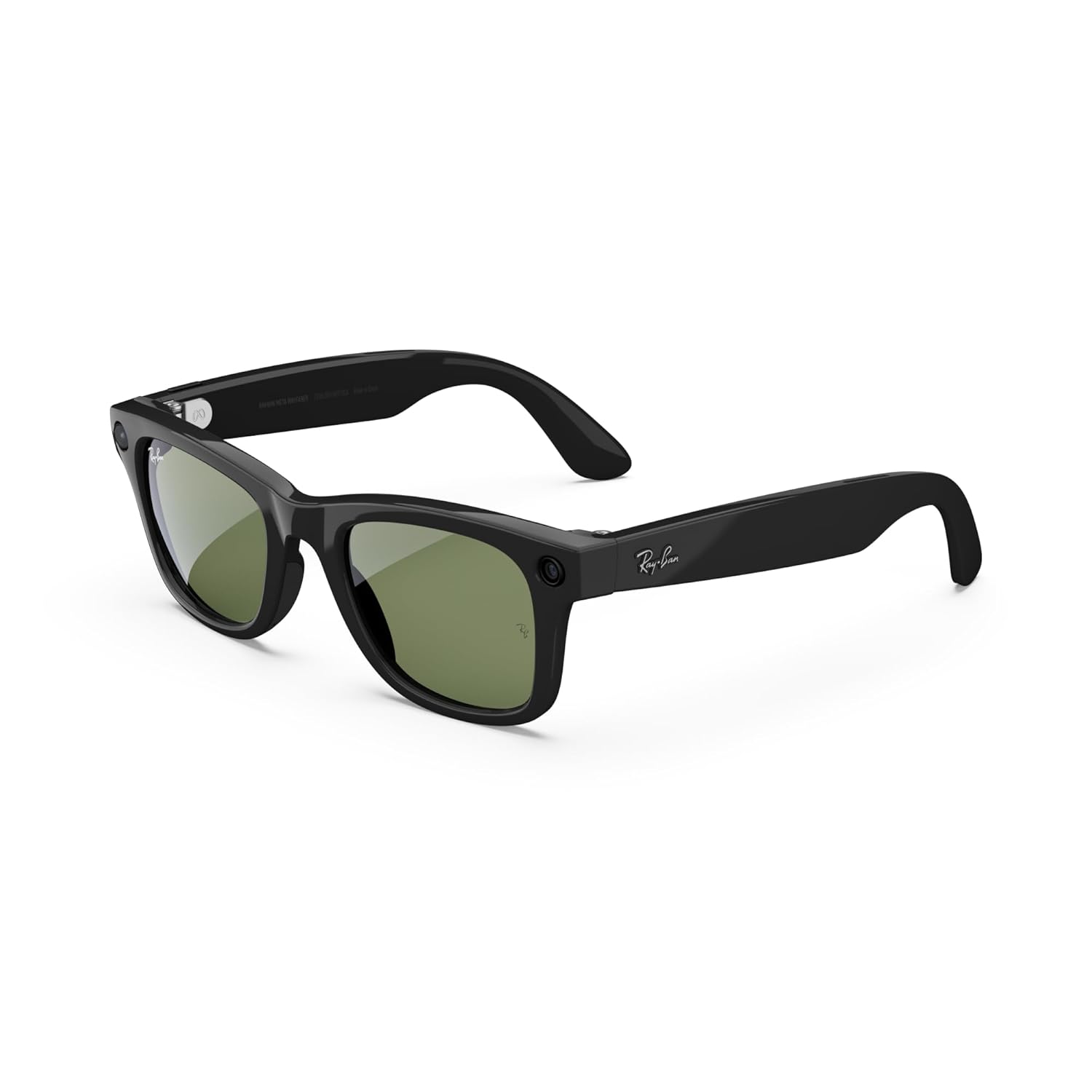 Ray-Ban Meta (Gen 1), Wayfarer Large, Shiny Black | Smart AI Glasses for Men, Women — 12 MP Ultra-Wide Camera, Open-Ear Audio, Video Recording, Bluetooth — Green Lenses — Sunglasses