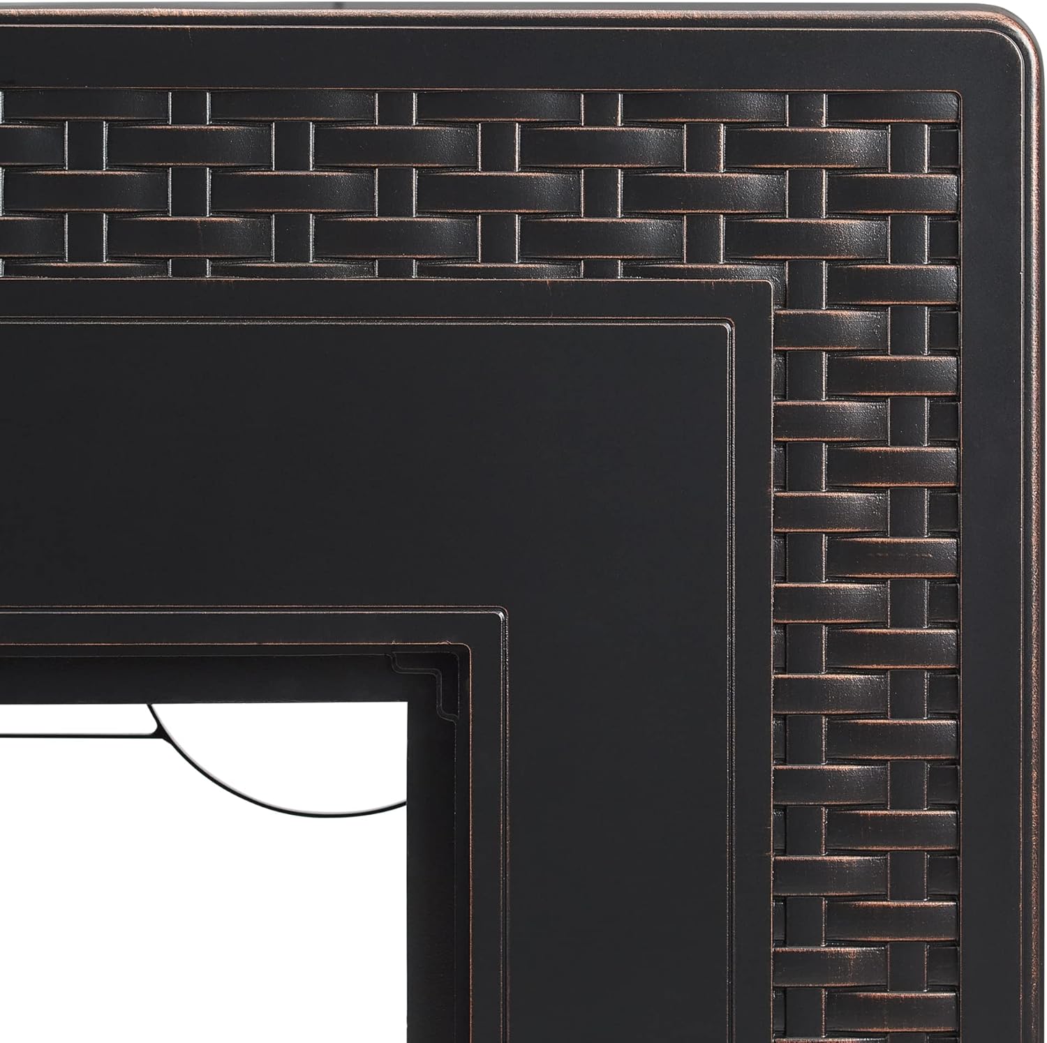 Fire Sense 63699 Albany Woven Aluminum Convertible Gas Fire Pit Table 45,000 BTU Multi-Functional Outdoor Firepit with Fire Bowl Lid Nylon Cover & Clear Fire Glass - Bronze Finish - Rectangular 44"