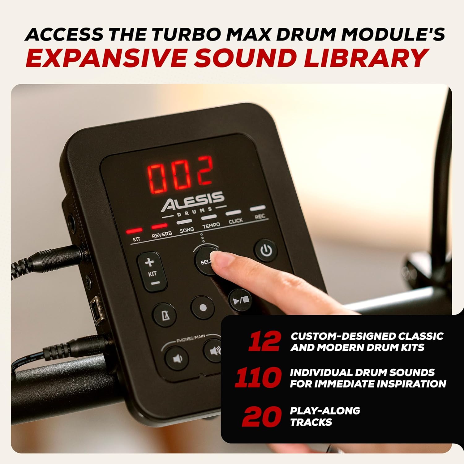 Alesis Turbo Max Electric Drum Set with Quiet 8" Mesh Pads, Lessons, Bluetooth and Accessories, Foldable