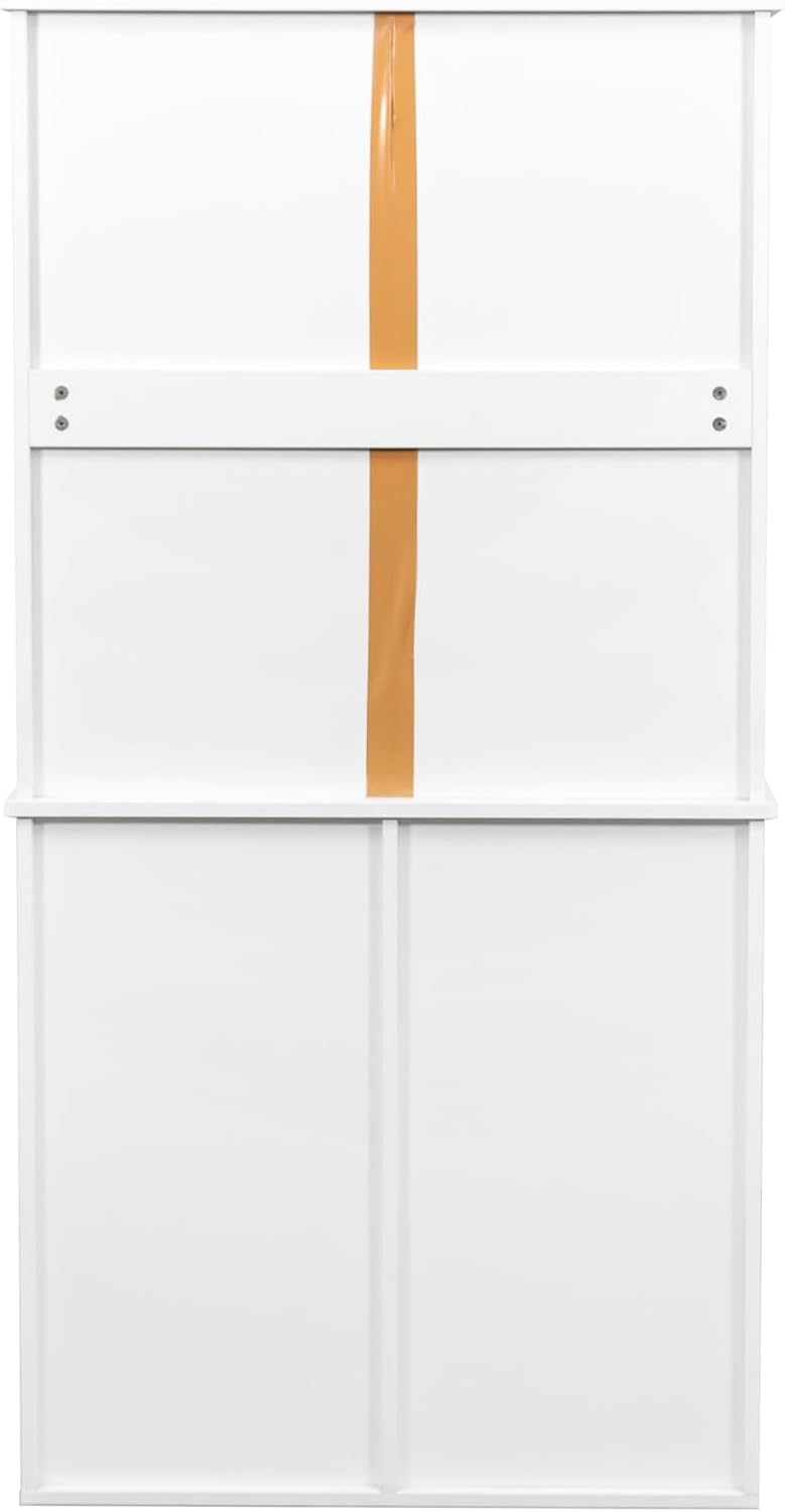 SOFTSEA Tilt-Out Laundry Hamper Cabinet, Cabinet with Doors and Open Shelf, 63 Inch Tall Accent Table for Bathrooms Laundry Room Kitchen, White