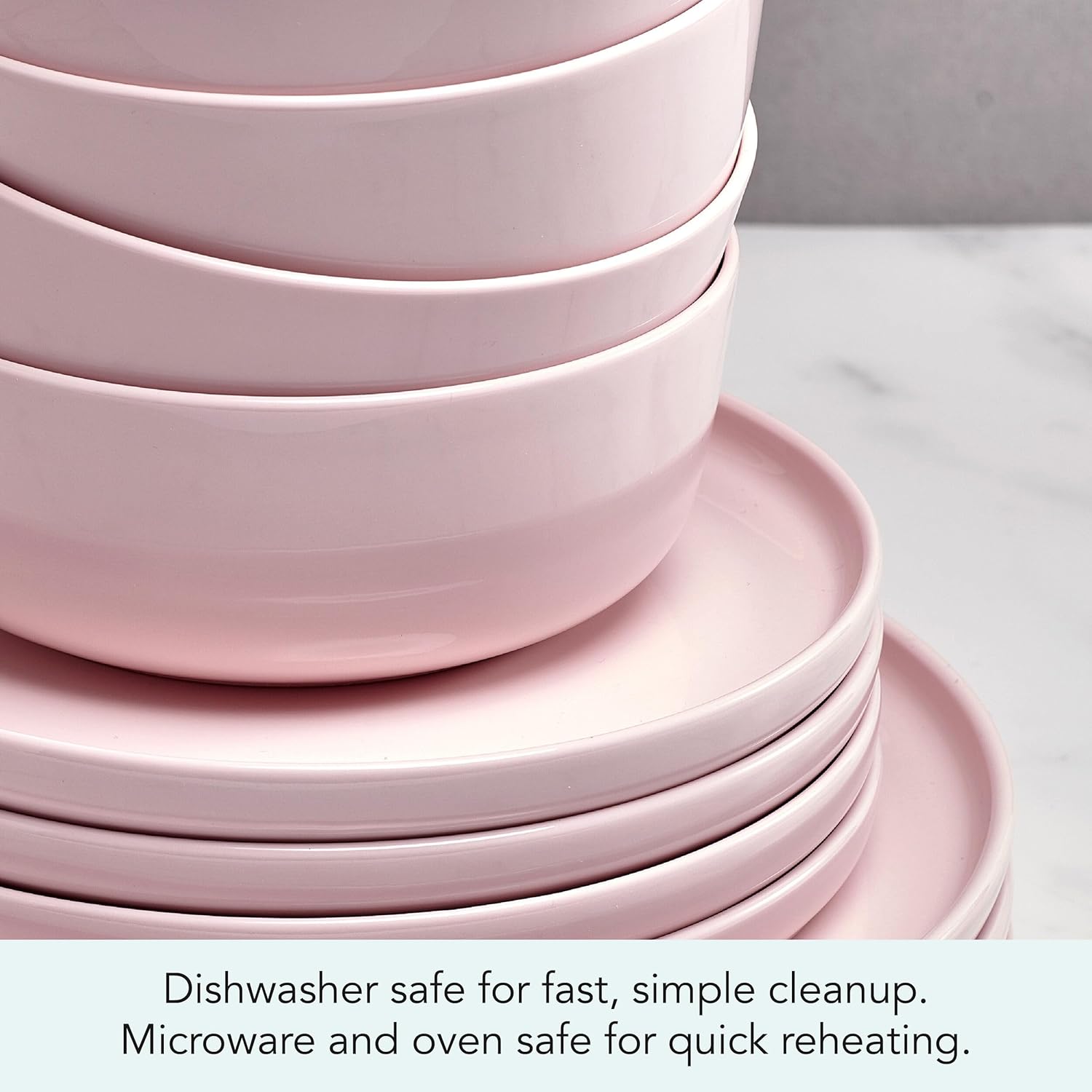 Mikasa Madison Misty Pink Bone China Dinnerware Set, 12-Piece Service for 4, Includes Dinner Plates, Salad Plates and Cereal Bowls, Dishwasher Safe