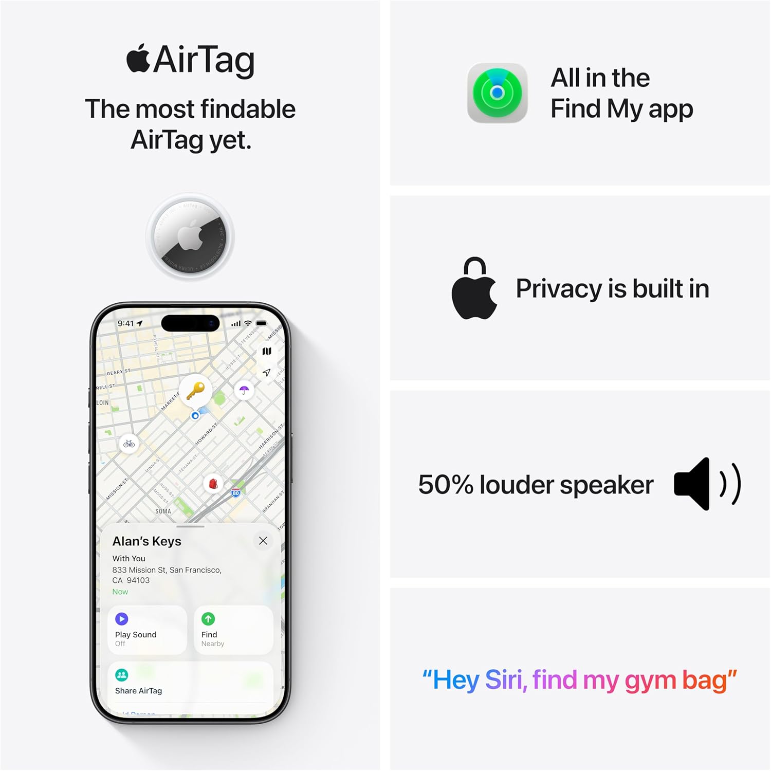 Apple AirTag (2nd Generation) - 4 Pack: Tracker for Keychain, Wallet, and More; Locator with Sound; Simple One-Tap Setup with iPhone or iPad; Key Finder with up to 1.5X Precision Finding Range*