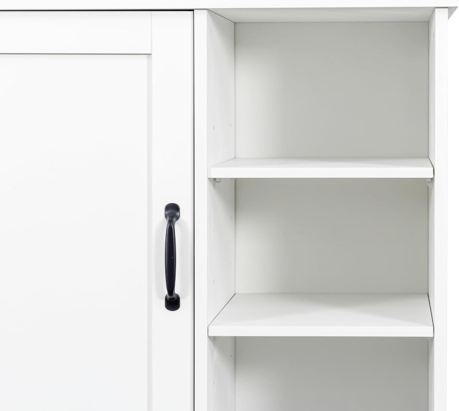 63" White Laundry Cabinet w/Dual Tilt-Out Hampers - 4 Open + 2 Adjustable Shelves, Freestanding Bathroom Organizer, 31.5 x 15.7 x 63 Inch