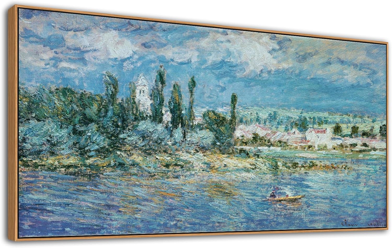 Framed Monet Canvas Wall Art - Landscape with Thunderstorm Fine Art Reproduction Pictures Prints Modern Artworks Large Wall Art Decor Aesthetic for Bedroom Bathroom Home Office Decorations 24" X 48"