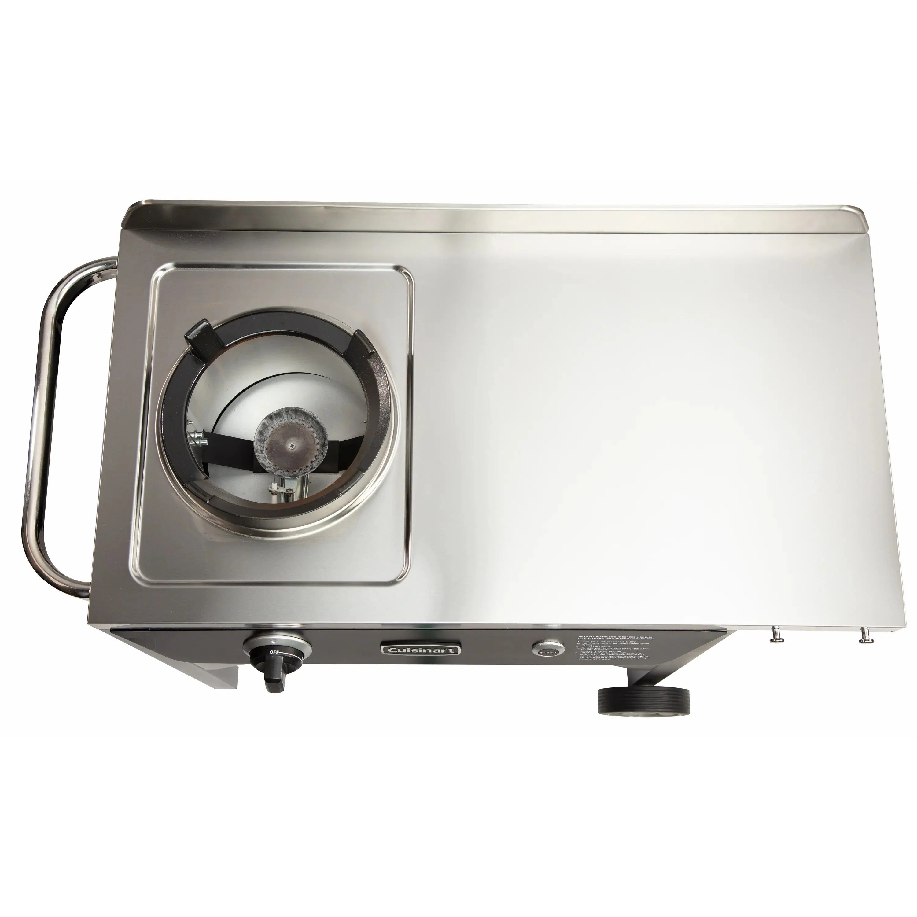Cuisinart Outdoor Wok Station, 50,000 BTU Propane Outdoor Wok Burner w Prep Table, 14�测�� Carbon Steel Wok for Stir Fry, Searing, BBQ �� Black