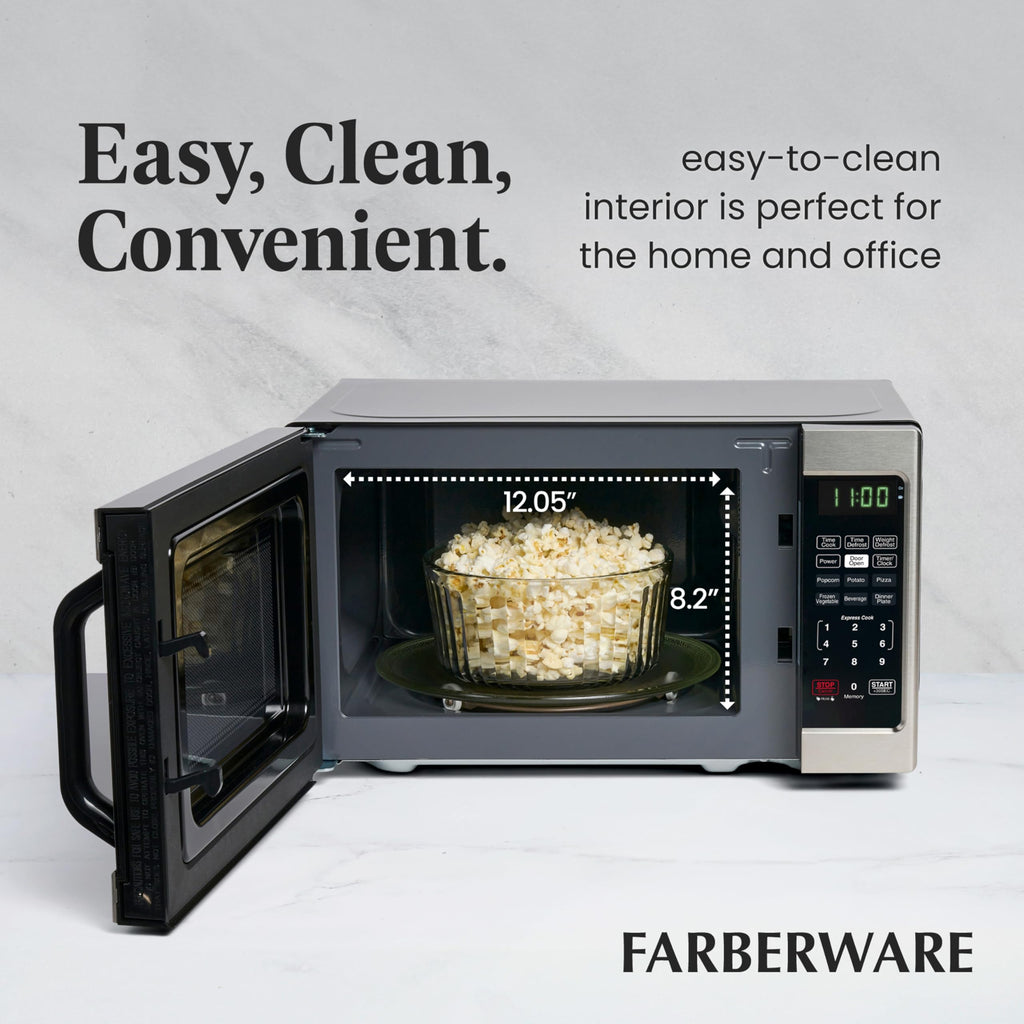 FARBERWARE 0.7 Cu. Ft. Microwave Oven – 700W, Auto Cook, Stainless