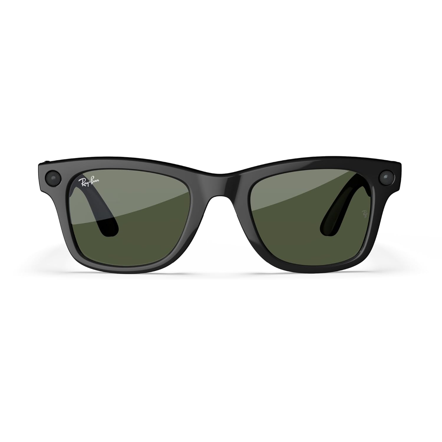 Ray-Ban Meta (Gen 1), Wayfarer Large, Shiny Black | Smart AI Glasses for Men, Women — 12 MP Ultra-Wide Camera, Open-Ear Audio, Video Recording, Bluetooth — Green Lenses — Sunglasses