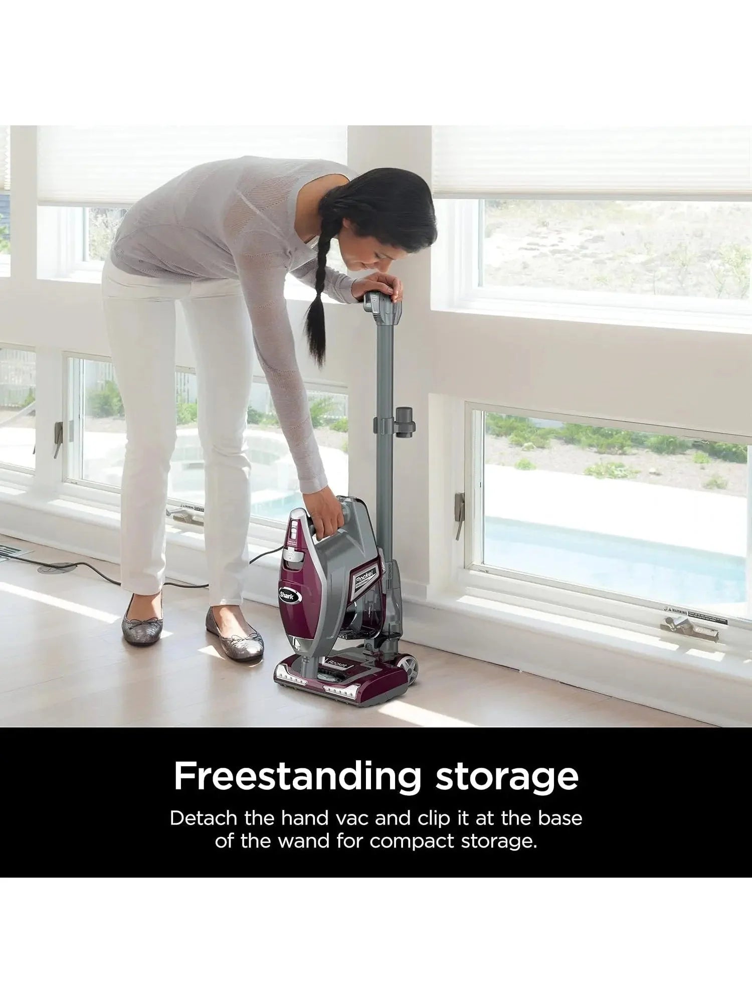 Shark HV322 Rocket Deluxe Pro Corded Stick Vacuum with LED Headlights, XL Dust Cup, Lightweight, Perfect for Pet Hair Pickup, Converts to a Hand Vacuum, with Pet Attachments, Bordeaux/Silver