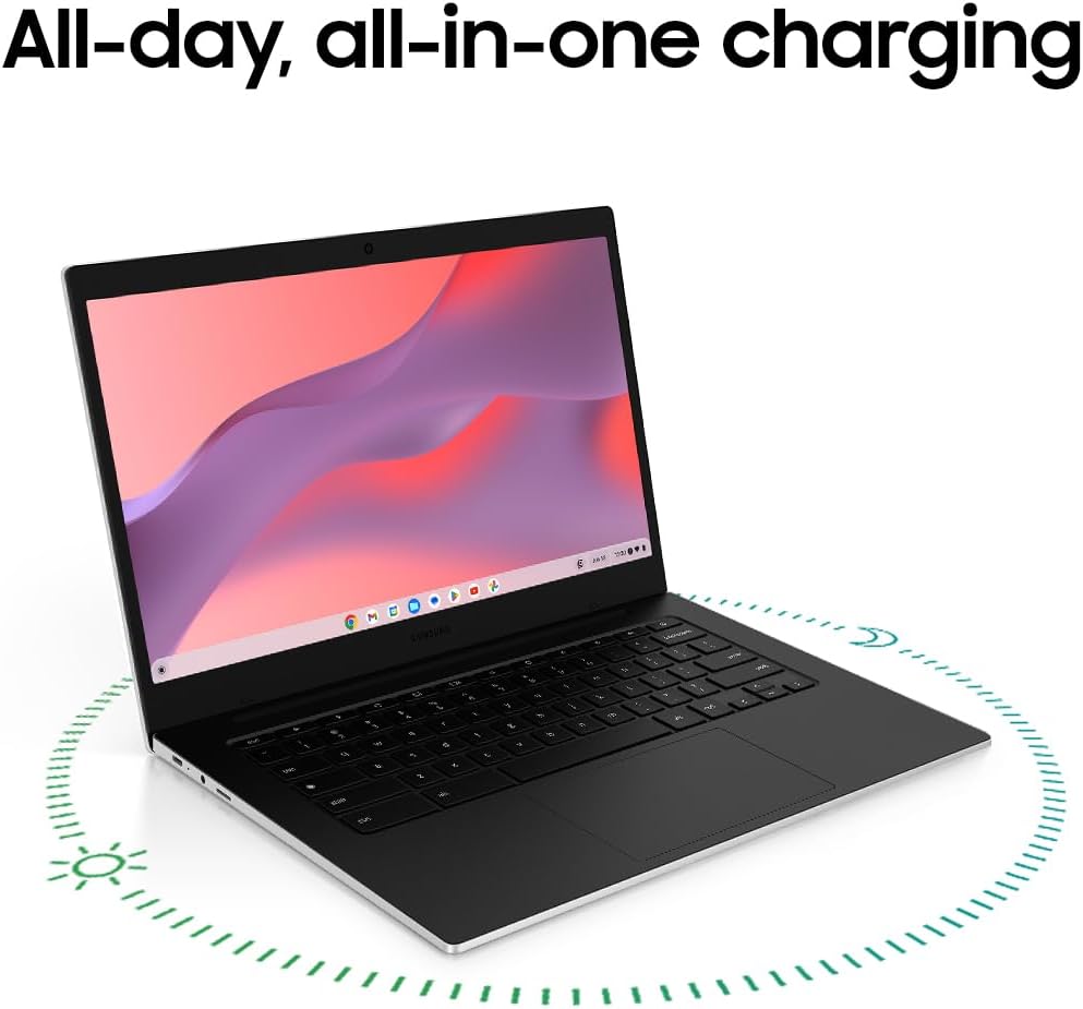 Samsung 14" Galaxy Chromebook Go Laptop PC Computer, Intel Celeron N4500 Processor, 4GB RAM, 64GB Storage, ChromeOS, XE340XDA-KA2US, Student Laptop, Silver