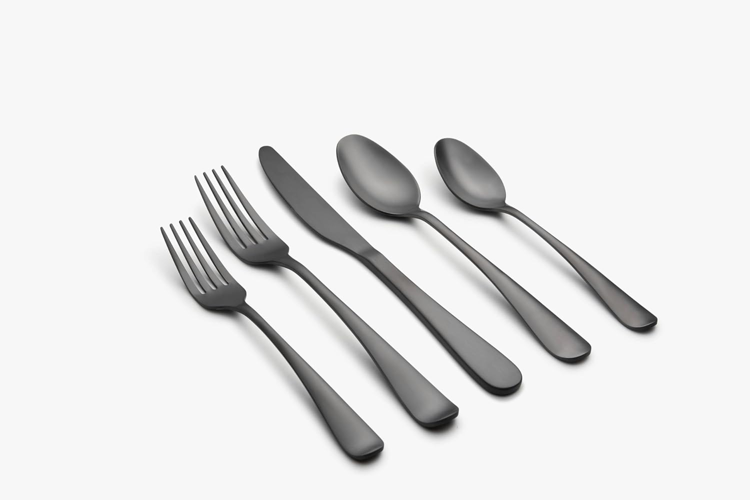 Cambridge Silverware Set, Rhiannon Black Satin 45-Piece Flatware Set, Service For 8, 18/0 Stainless Steel, Dishwasher Safe, Flatware Cutlery Sets, Utensils, Knives Spoons And Forks (Black, 45 Pieces)
