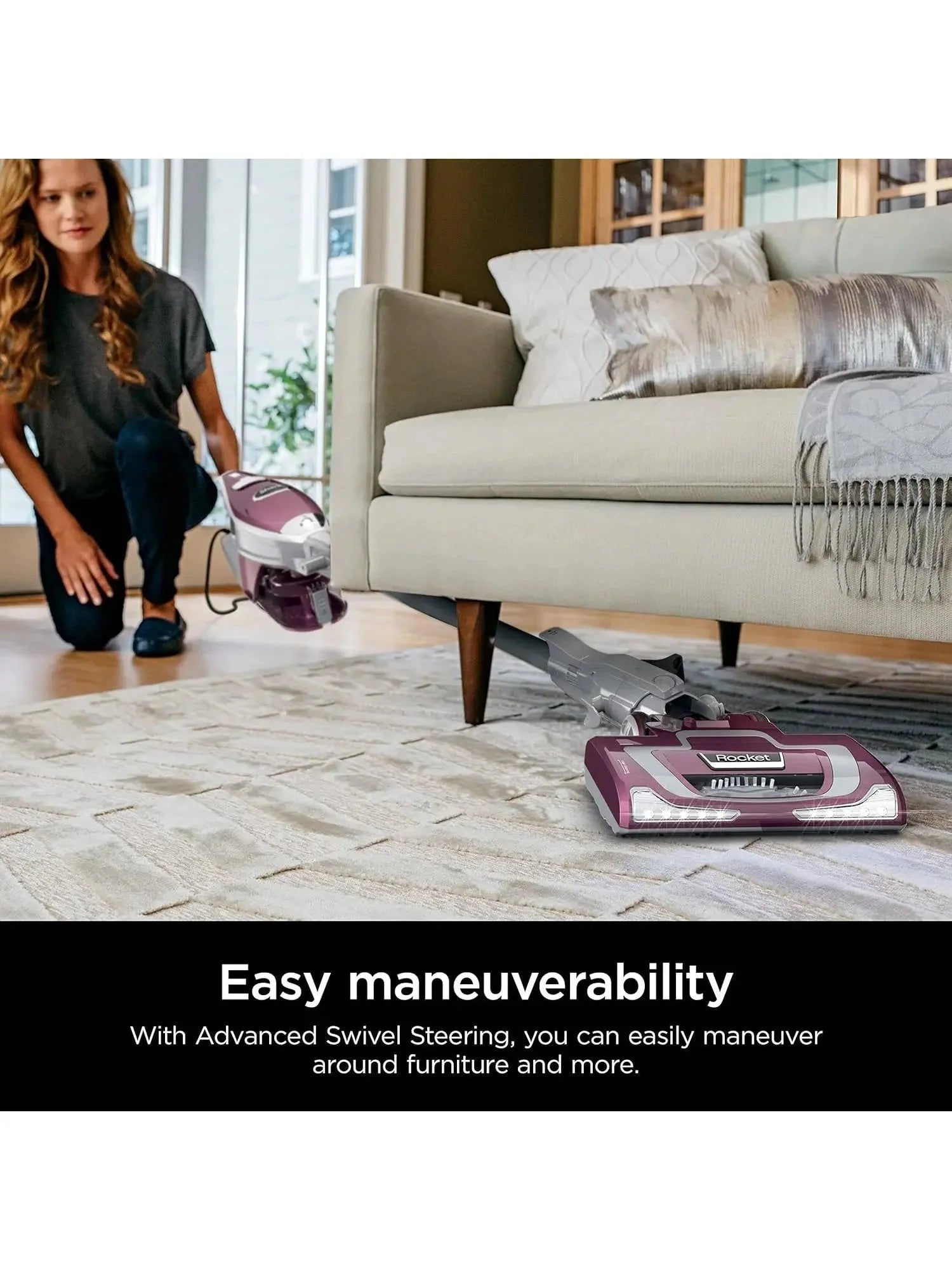 Shark HV322 Rocket Deluxe Pro Corded Stick Vacuum with LED Headlights, XL Dust Cup, Lightweight, Perfect for Pet Hair Pickup, Converts to a Hand Vacuum, with Pet Attachments, Bordeaux/Silver