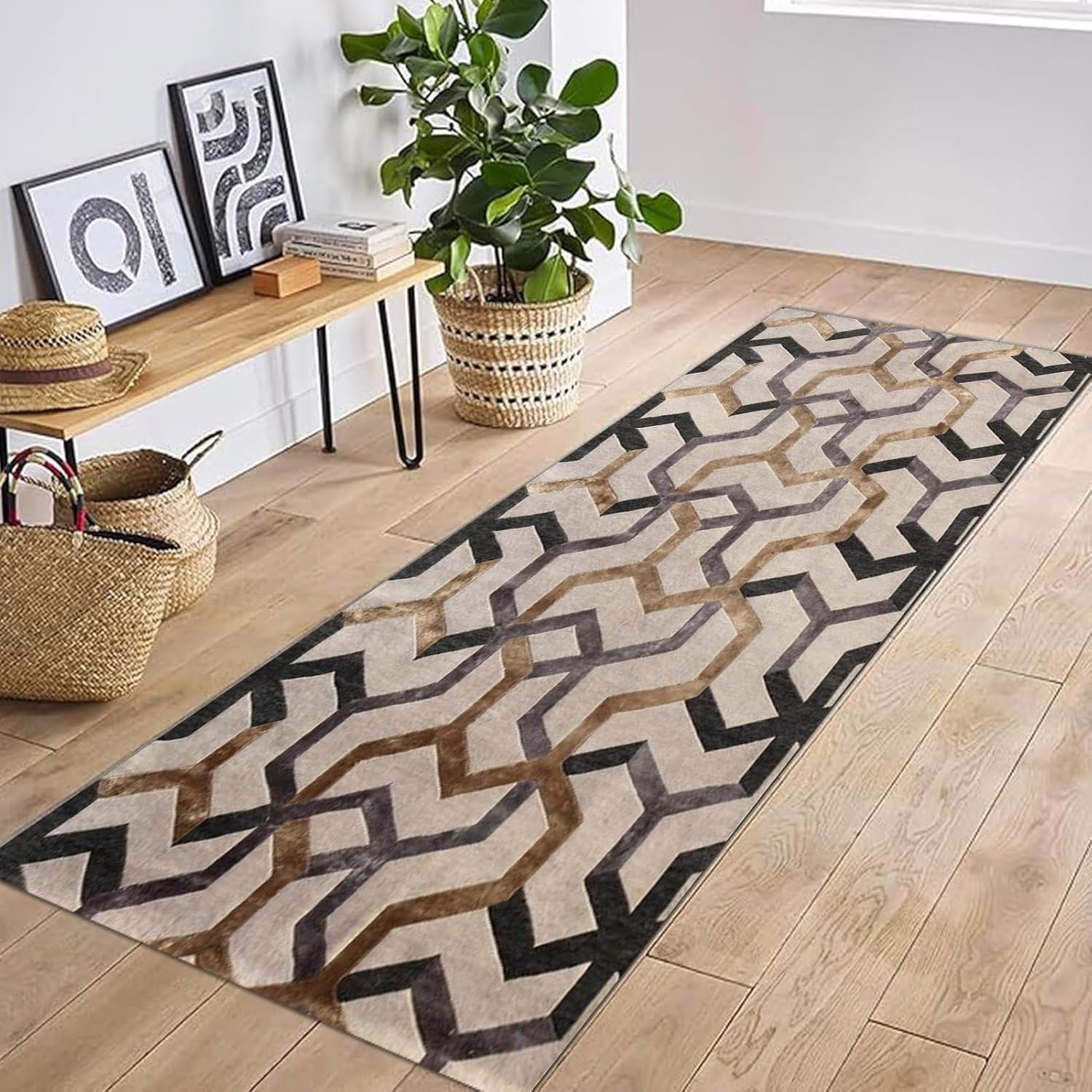 Long Narrow Hallway Runner Rugs, Home Carpet Runners for Hallway Balcony Laundry Entryway Non-Slip Decor Floor Mats 60cm/70cm/80cm/100cm Wide