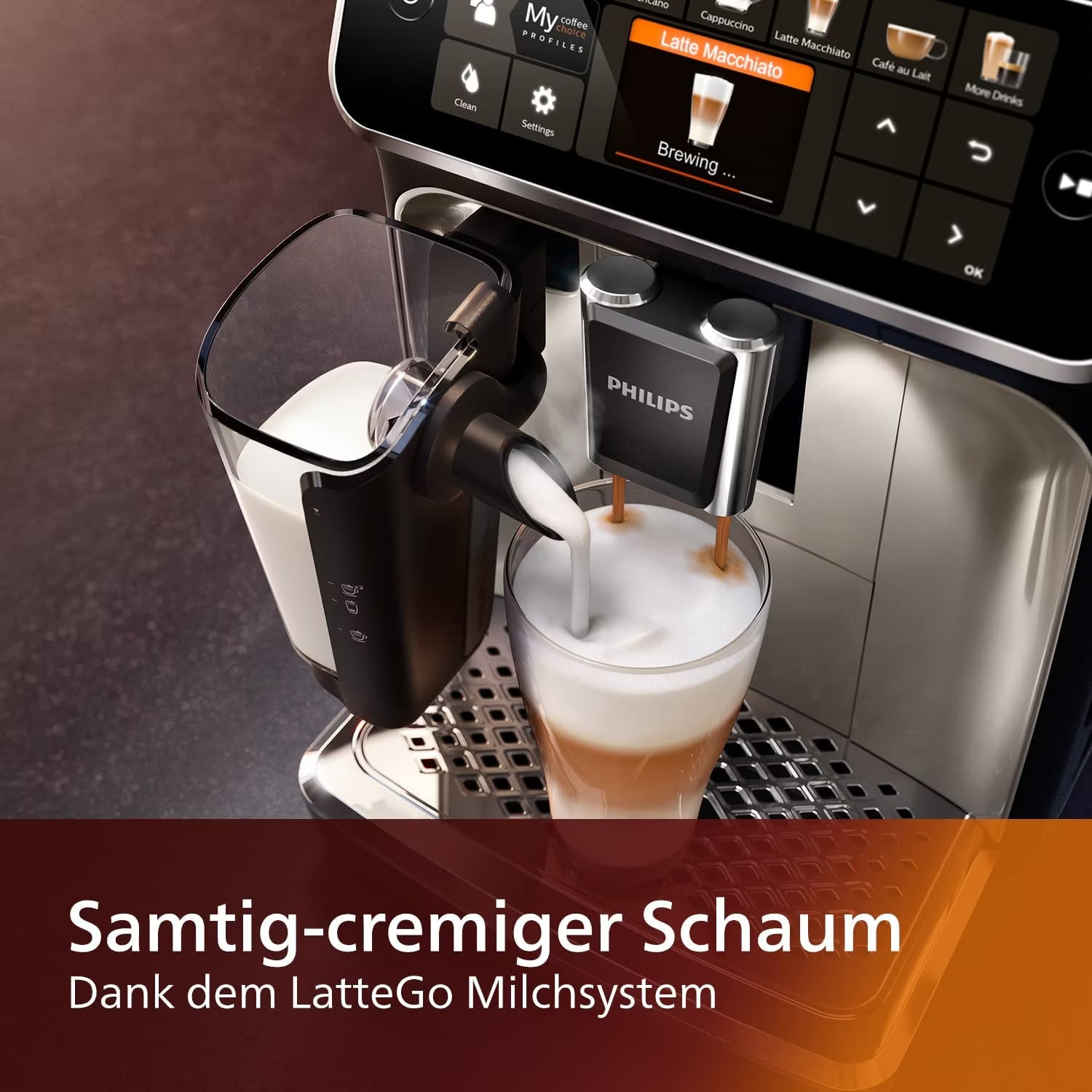 PHILIPS EP5447/90 Serie 5400 LatteGo 12 Kaffeespezialitäten Kaffeevollautomat Touchscreen, 4 Profile Schwarz/Chrom