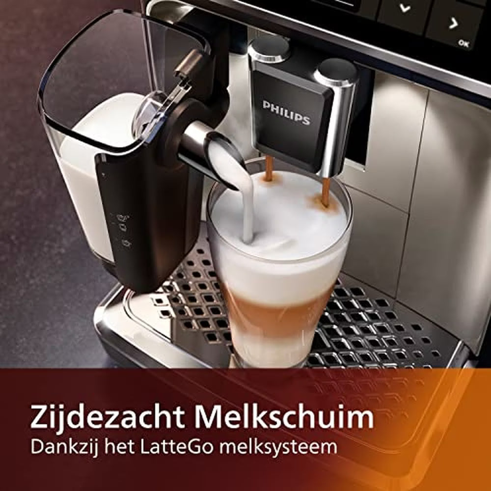 PHILIPS EP5447/90 Serie 5400 LatteGo 12 Kaffeespezialitäten Kaffeevollautomat Touchscreen, 4 Profile Schwarz/Chrom