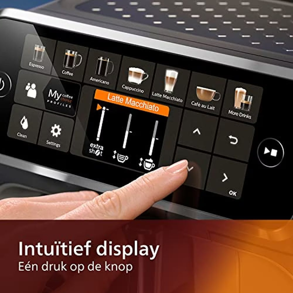 PHILIPS EP5447/90 Serie 5400 LatteGo 12 Kaffeespezialitäten Kaffeevollautomat Touchscreen, 4 Profile Schwarz/Chrom