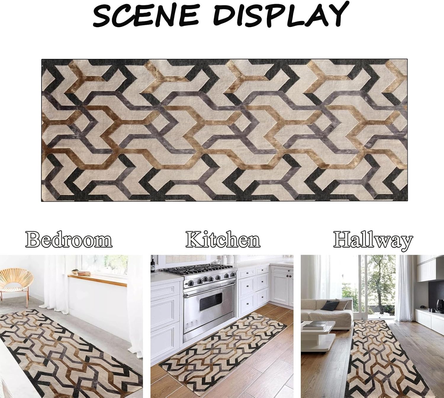 Long Narrow Hallway Runner Rugs, Home Carpet Runners for Hallway Balcony Laundry Entryway Non-Slip Decor Floor Mats 60cm/70cm/80cm/100cm Wide