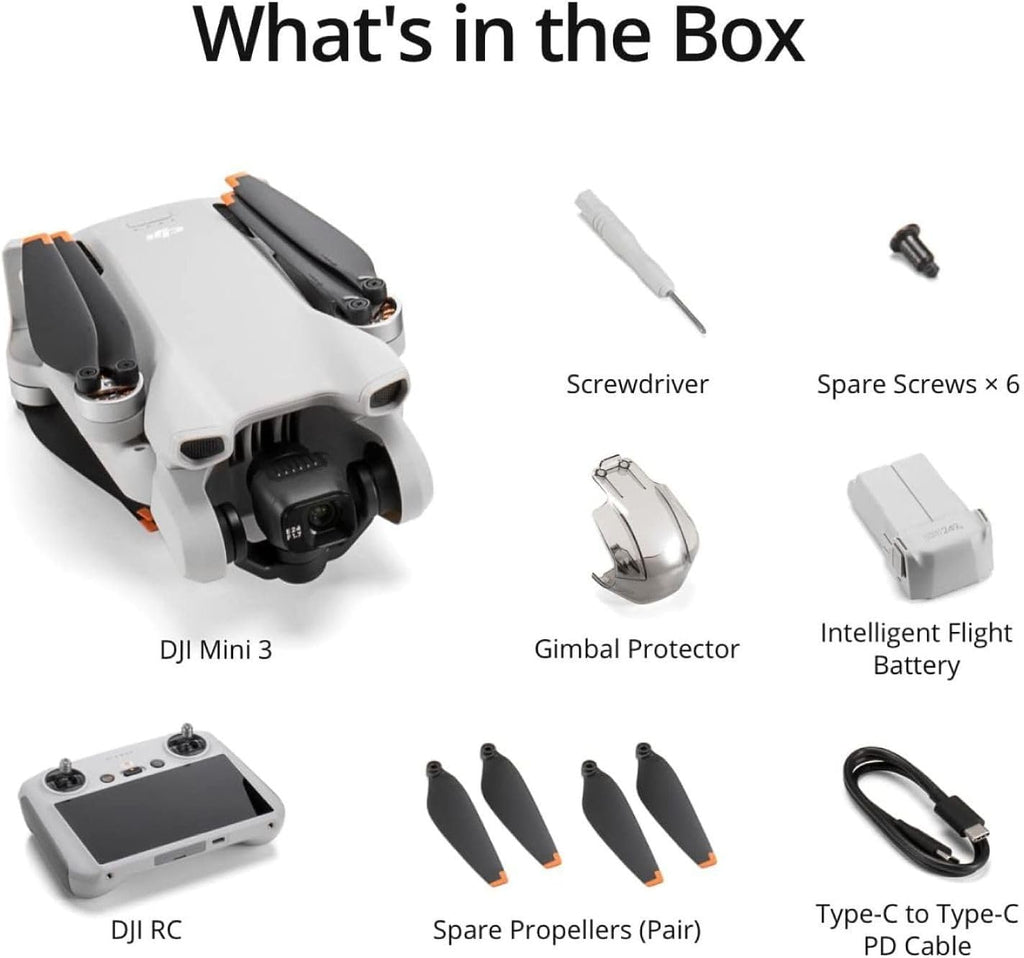 DJI Mini 3 (DJI RC), Lightweight 3x Mechanical Gimbal Drones with Camera for Adults 4K, 38-min Flight Time, up to 32800ft (10km) Video Transmission, Vertical Shooting, GPS Auto Return Integrated