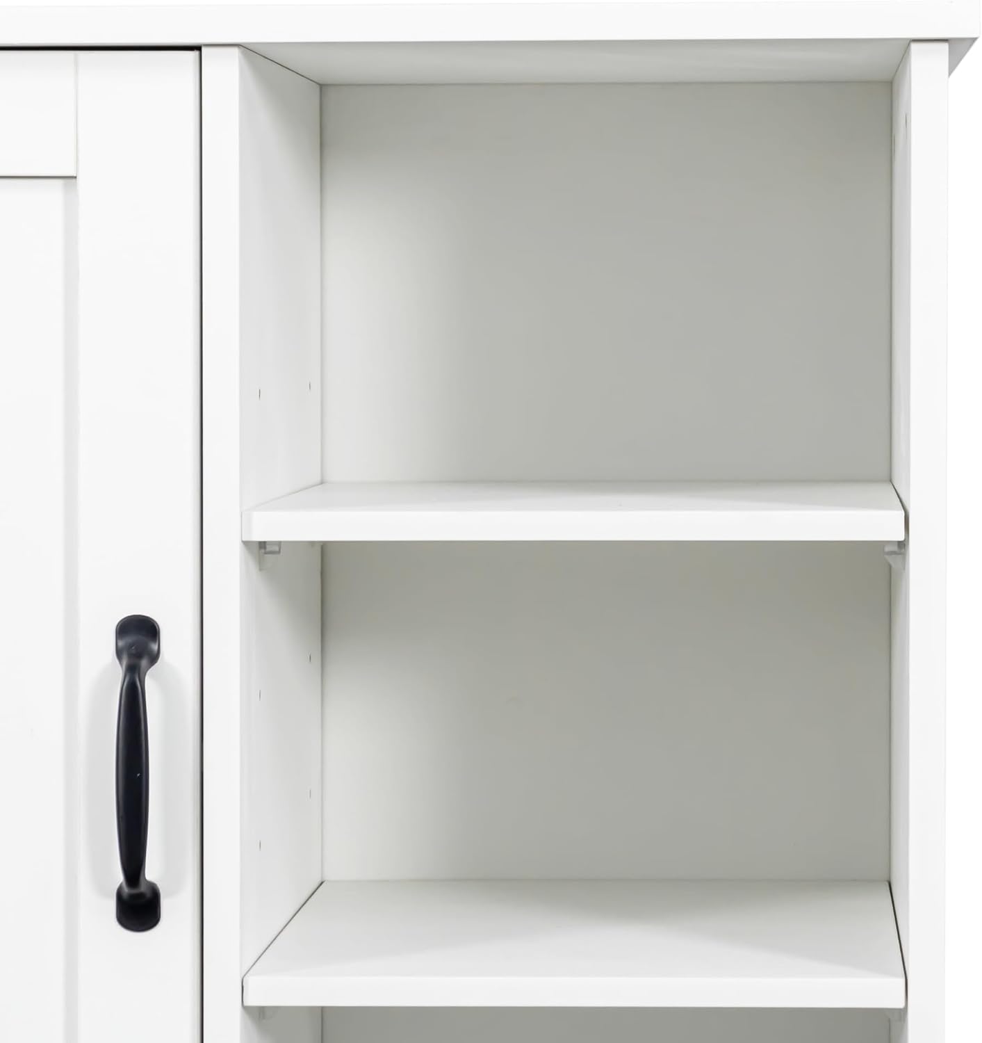 63" White Laundry Cabinet w/Dual Tilt-Out Hampers - 4 Open + 2 Adjustable Shelves, Freestanding Bathroom Organizer, 31.5 x 15.7 x 63 Inch