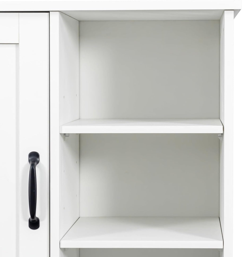 SOFTSEA Tilt-Out Laundry Hamper Cabinet, Cabinet with Doors and Open Shelf, 63 Inch Tall Accent Table for Bathrooms Laundry Room Kitchen, White