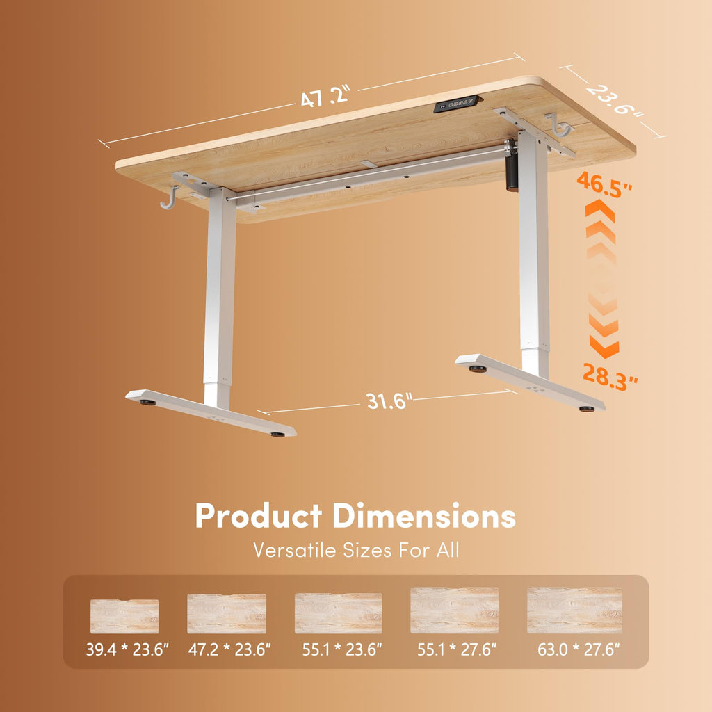 FEZIBO Electric Height Adjustable Standing Desk - 48x24 Inches