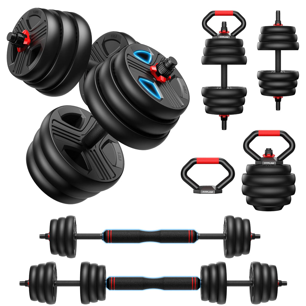 FITPLAM Adjustable Dumbbell Set 20-90lbs - 5 in 1 Weights
