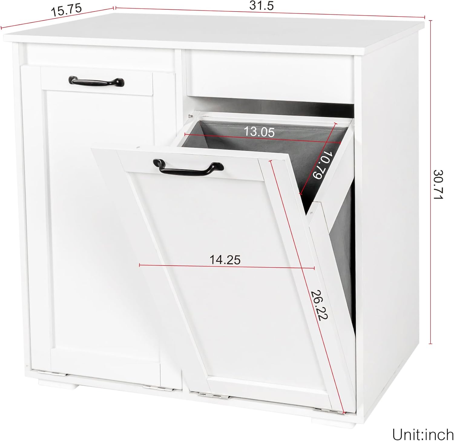 Tidyard Laundry Cabinet, with 2 Removable Liner Bags Cabinet Side Storage Organizer, Entryway Storage Unit Console Table, Bathroom Furniture Home Decor YFXW331P206345