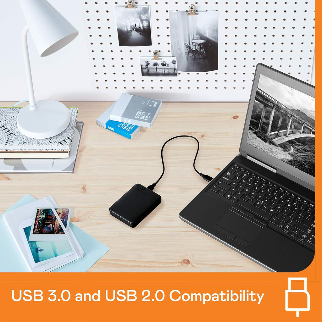 WD 2TB Elements Portable External Hard Drive for Windows, USB 3.2 Gen 1/USB 3.0 for PC & Mac, Plug and Play Ready - WDBU6Y0020BBK-WESN