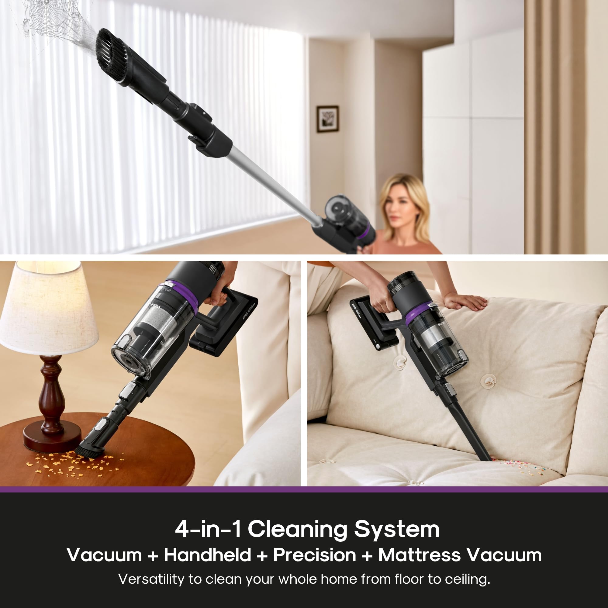 EUREKA ReactiClean 410 Cordless Vacuum - 50 Min Runtime, 5.5 lbs