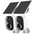 FAZOXO 2K Wireless Outdoor Solar Security Cameras - 2 Pack
