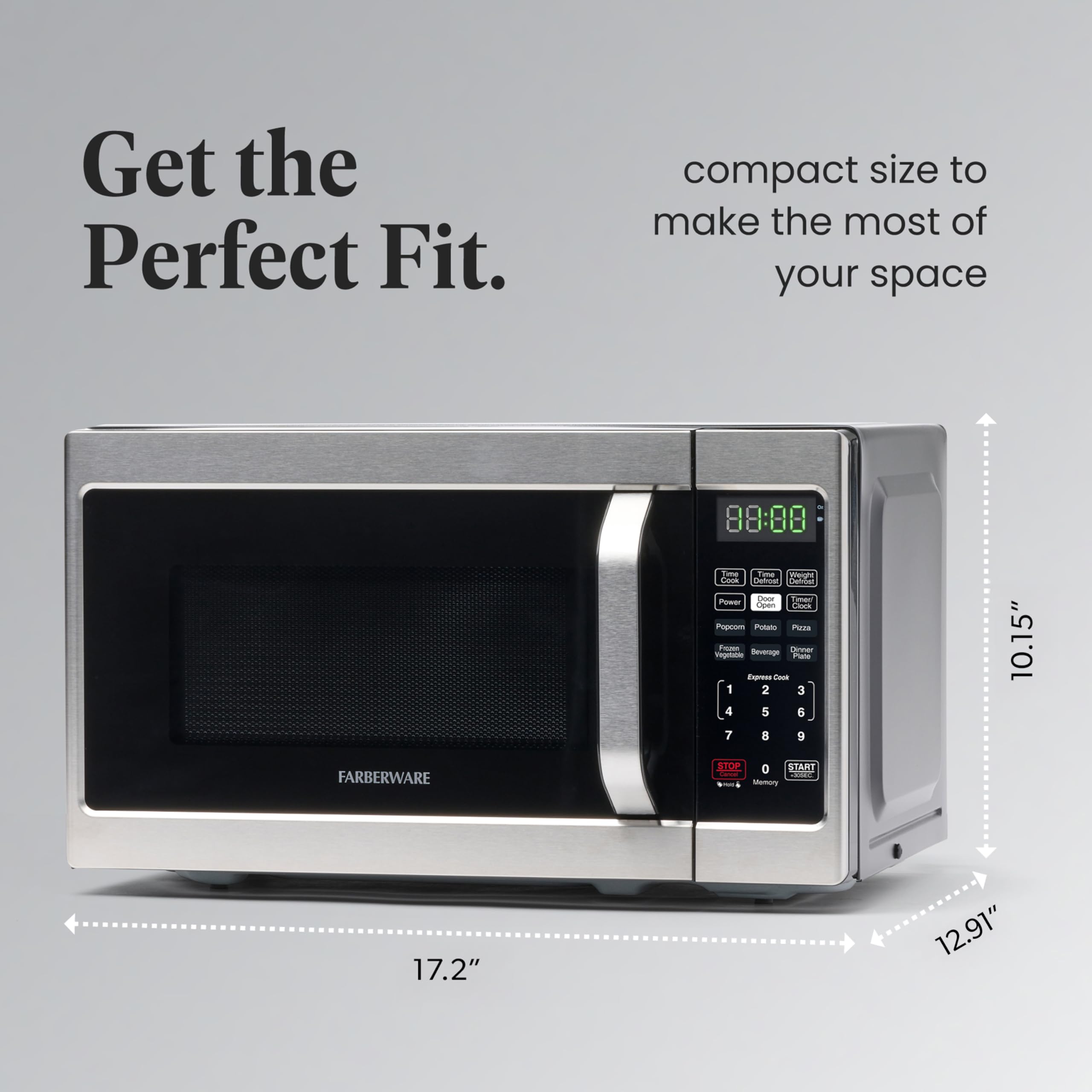 FARBERWARE 0.7 Cu. Ft. Microwave Oven – 700W, Auto Cook, Stainless