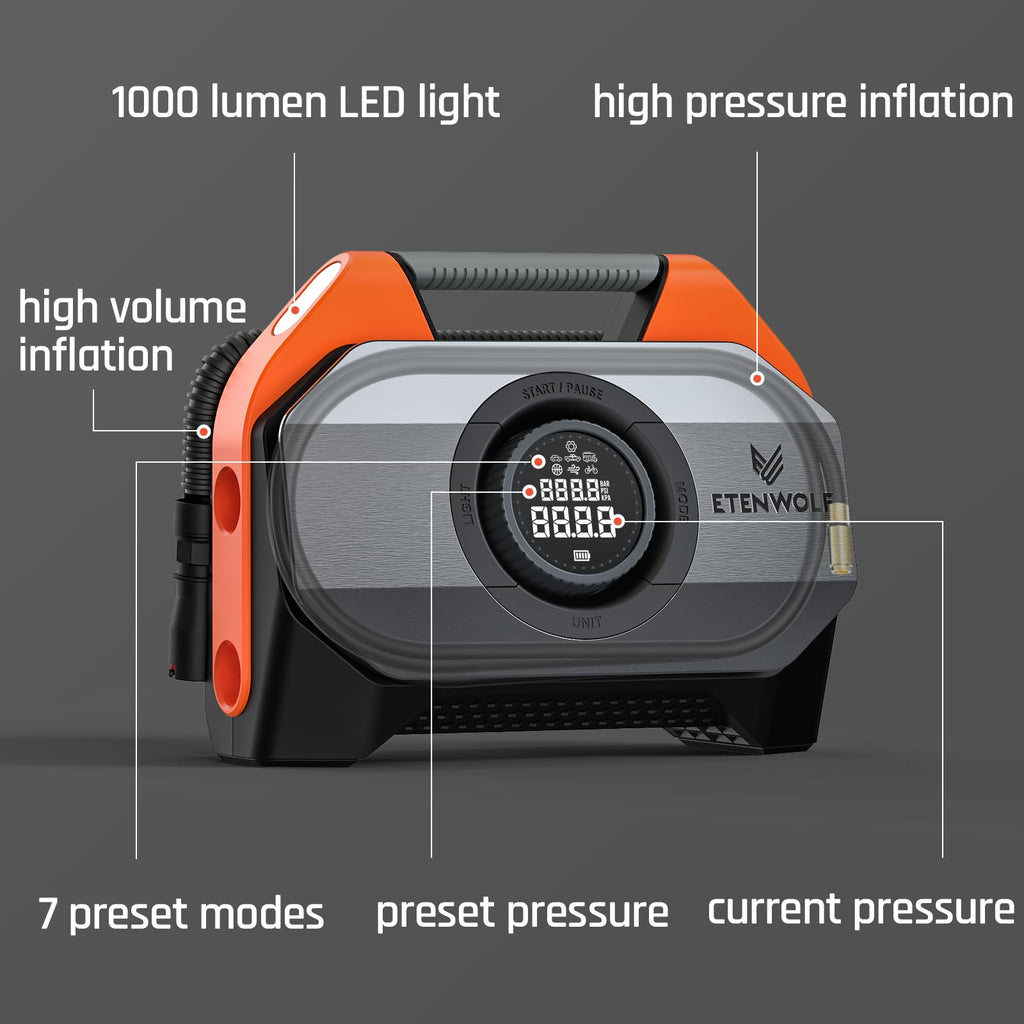 ETENWOLF VORTEX S6 Portable Tire Inflator for Heavy-duty Vehicles