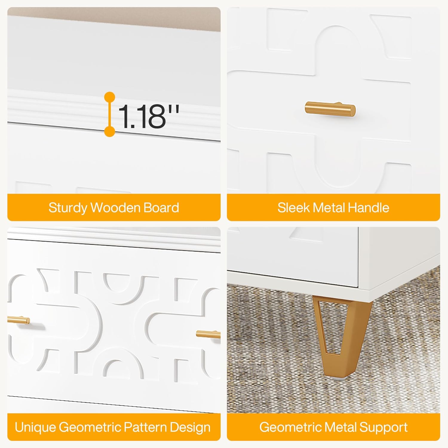 Tribesigns 2-Drawer Lateral File Cabinet, Modern White Filing Cabinet for Legal/Letter/A4 Size, Large Storage Filing Cabinet Printer Stand for Home Office, Warm White and Gold