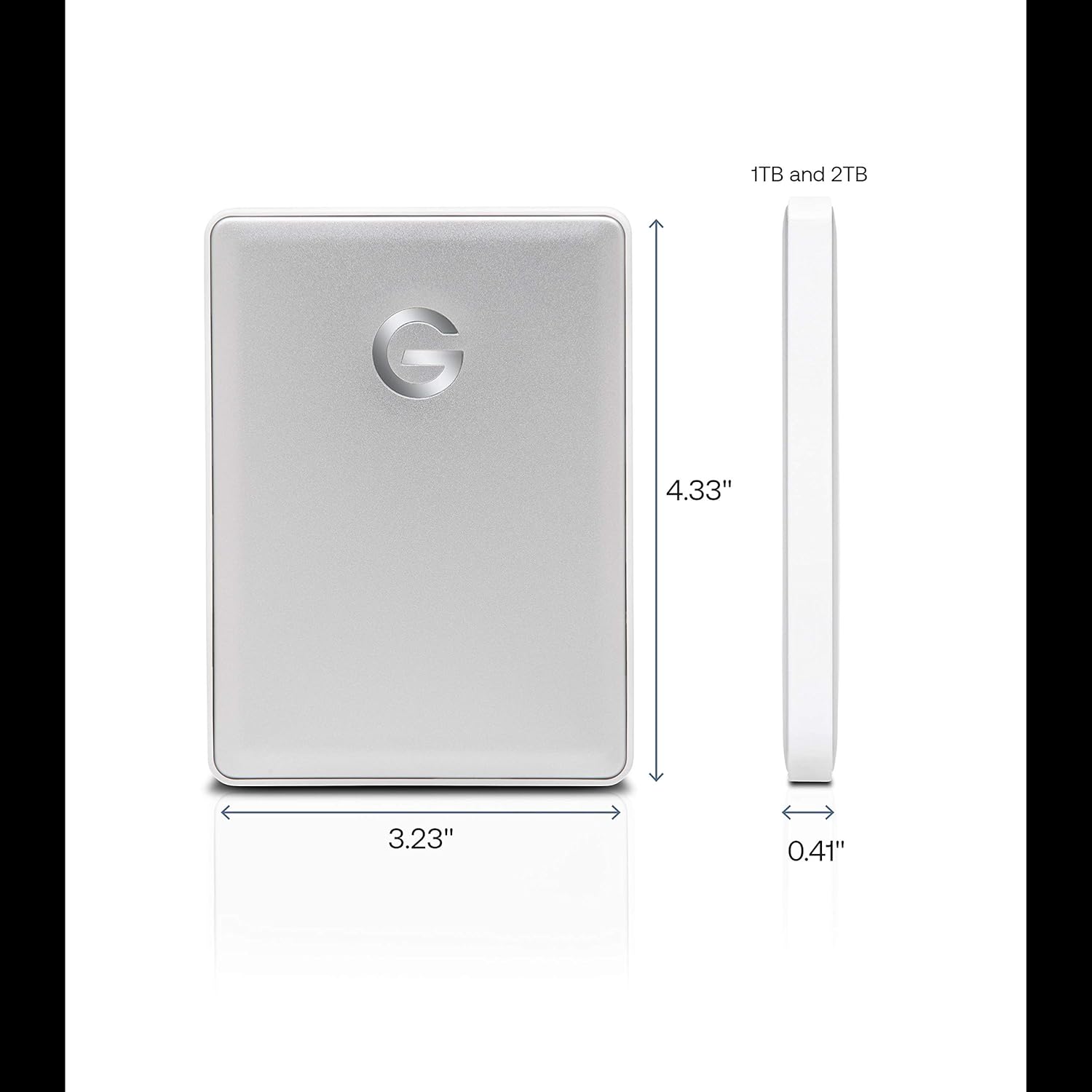 G-Technology 1TB G-DRIVE mobile USB-C Portable External Hard Drive, Silver - 0G04876-1