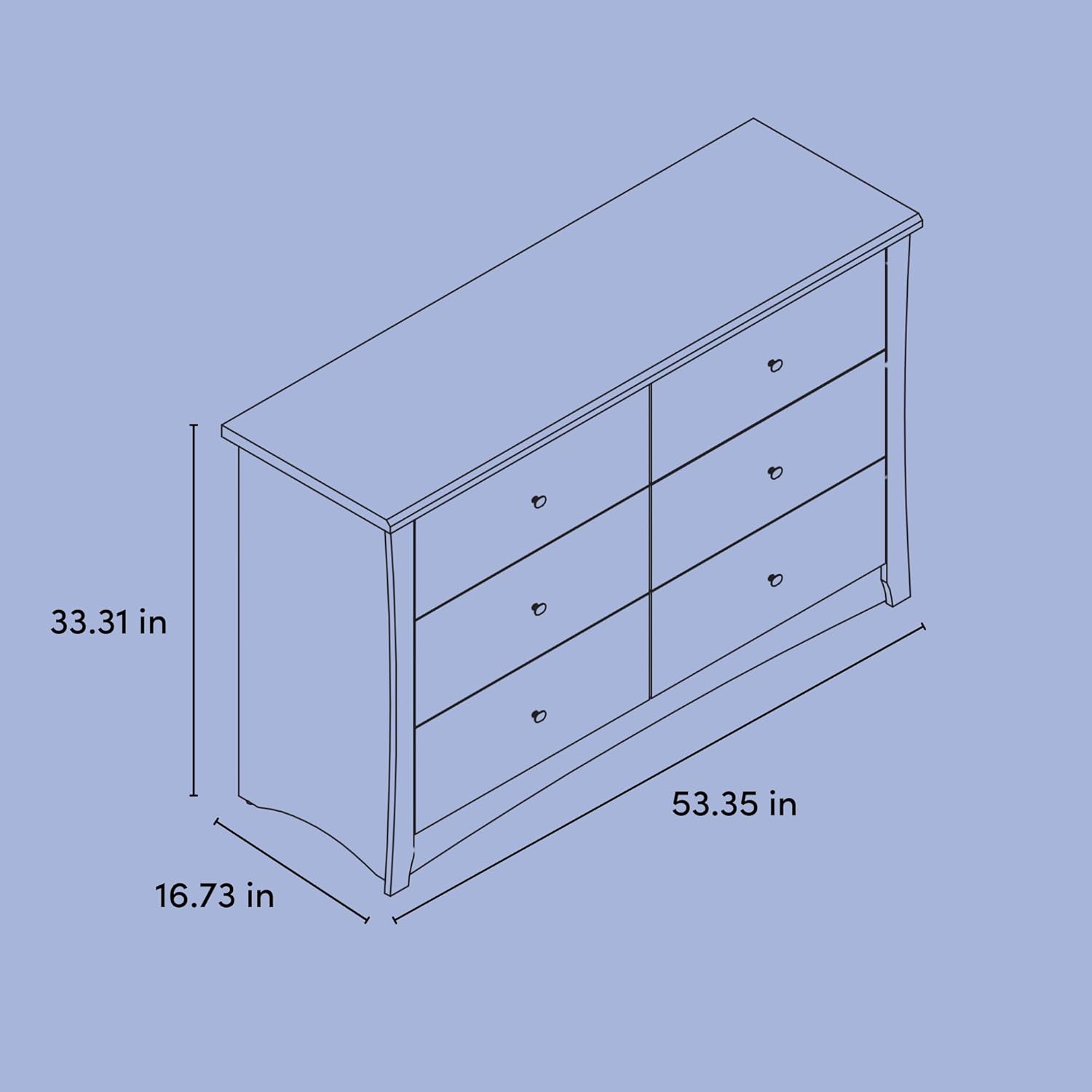 Storkcraft Crescent 6-Drawer Dresser (Pebble Gray) – GREENGUARD Gold Certified, Gray Dresser for Bedroom, Kids & Nursery Storage Chest, Safety Interlocking Drawers, Pre-Installed Tracks, Kids Chest