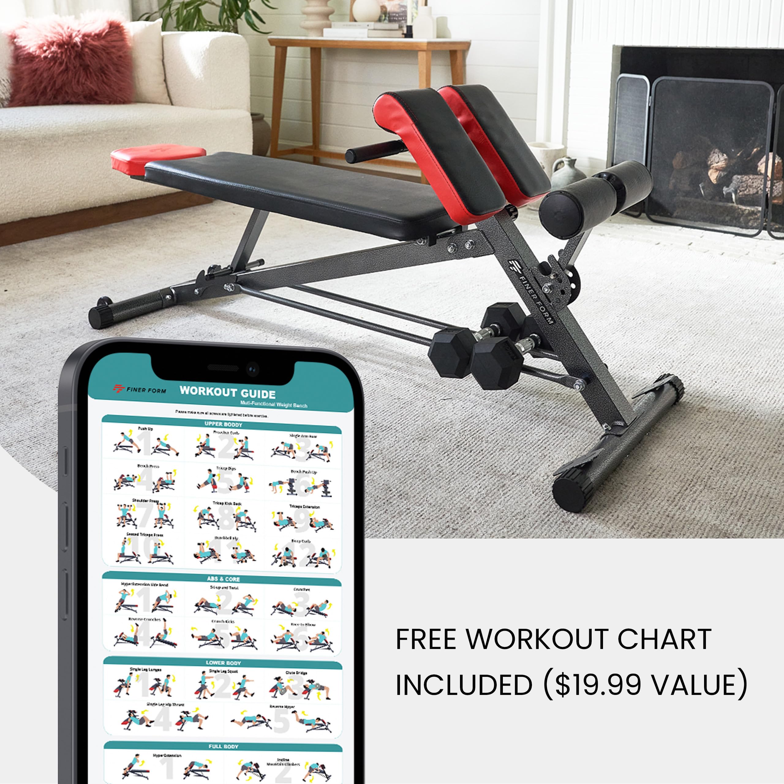 FF FINER FORM Multi-Functional Weight Bench for Home Gym Workout