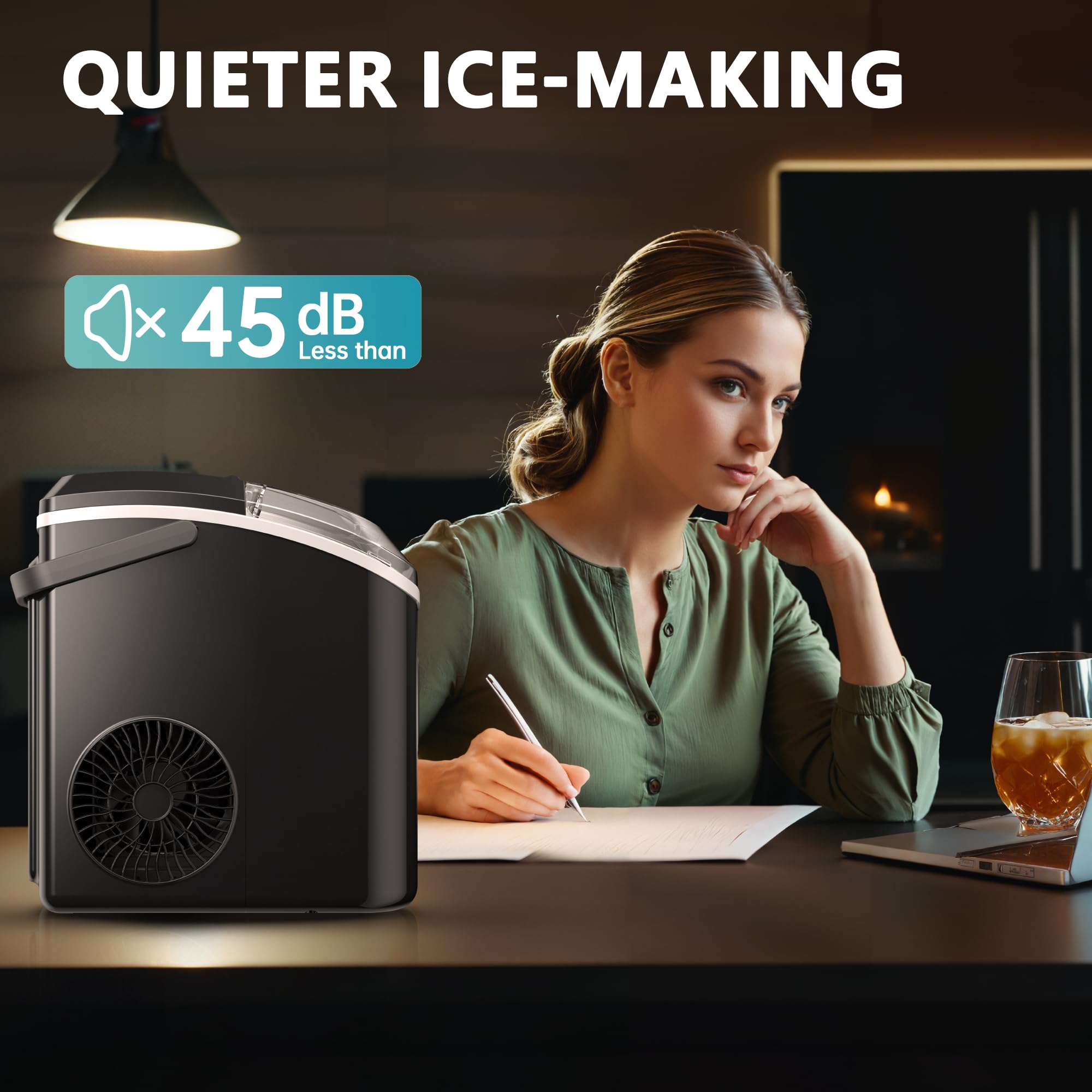 EUHOMY Nugget Ice Maker Countertop - 34lbs Per Day, Portable